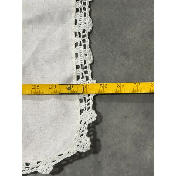 Birds and Flowers, Table Runner, Crochet Edges, 31x31 Tablecloth ~ 251016-WH 348 - Picture 6 of 6